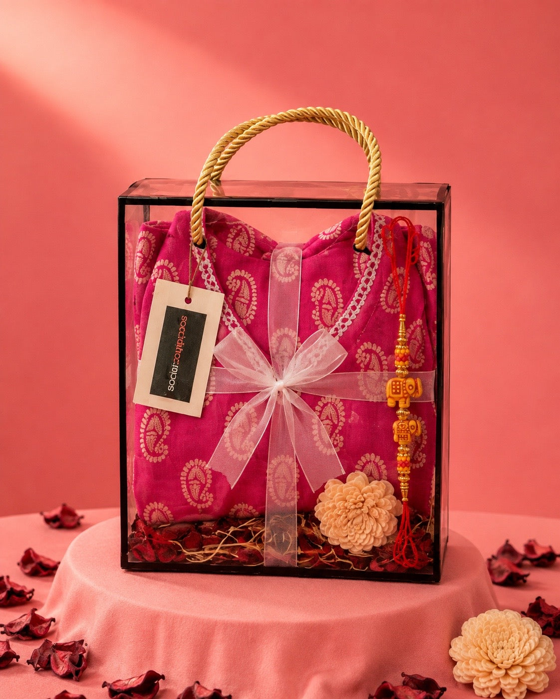 Pink Paisley Kurti Rakhi Hamper