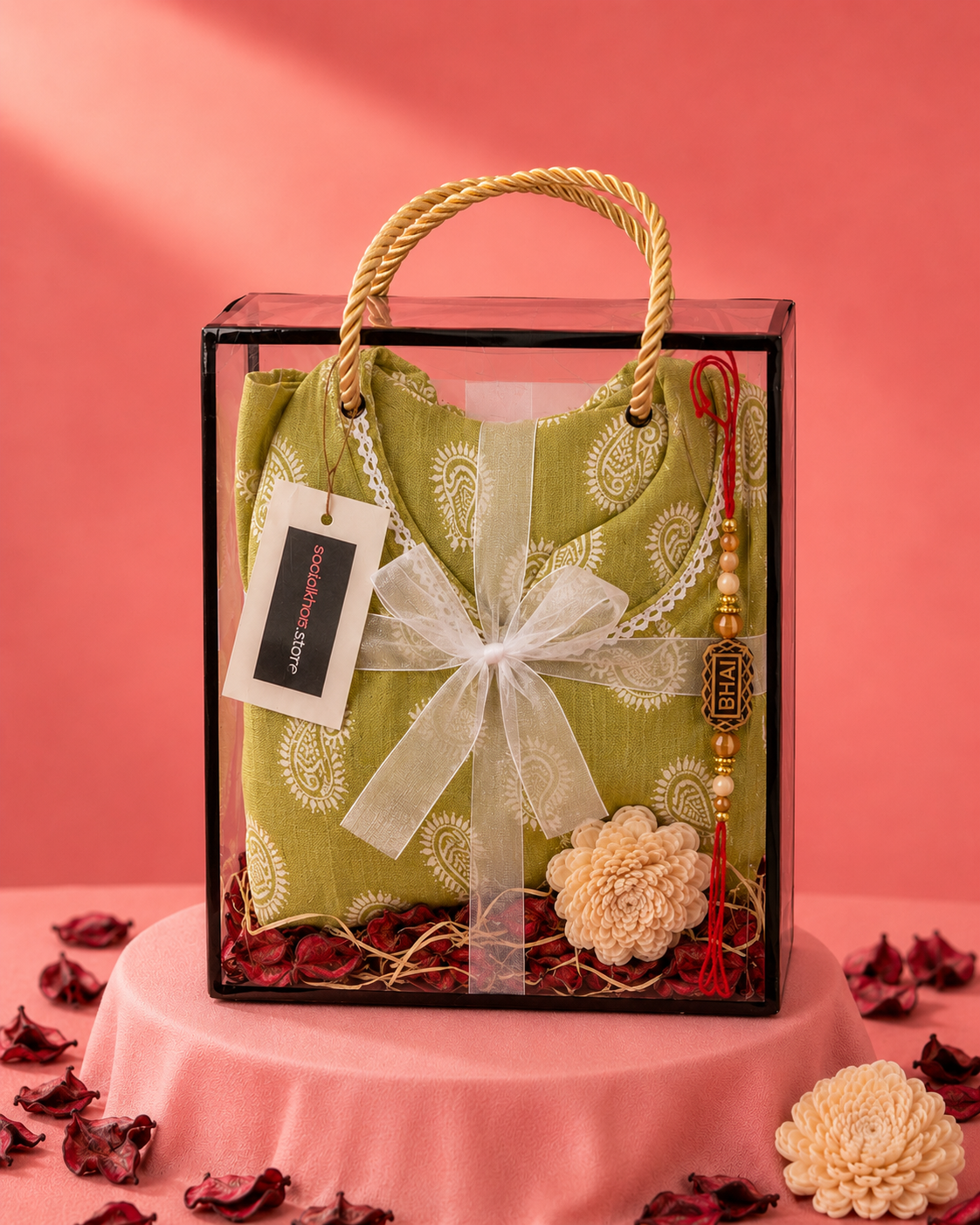 Olive Paisley Kurti Rakhi Hamper