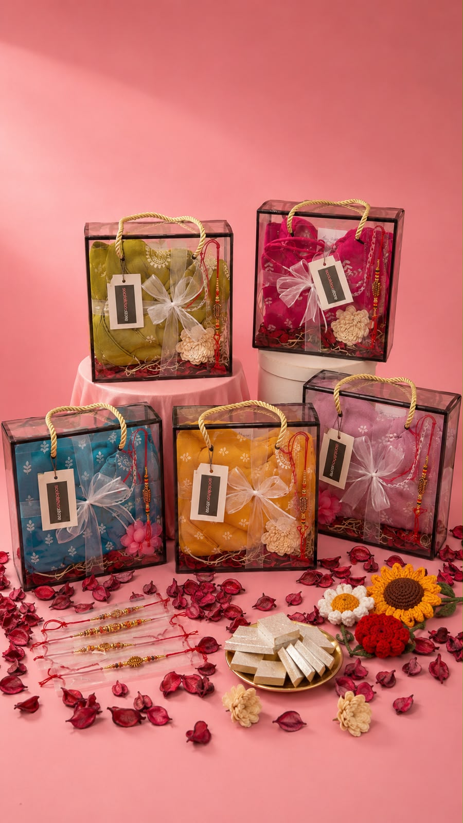 Dusty Rose Tie-Strap Kurti Rakhi Gift Hamper