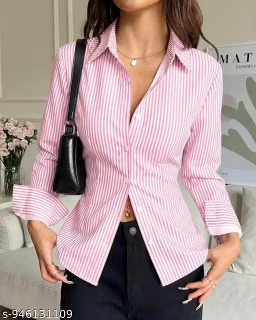 Pink Stripe Corset-Back Shirt