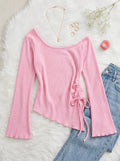 Blush Ruched Off-Shoulder Top back view