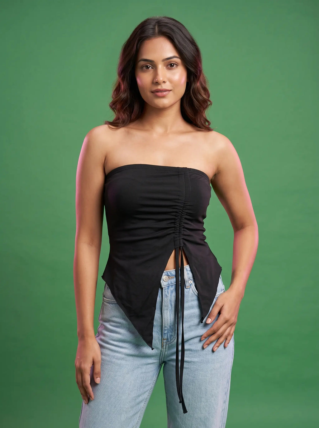Noir Ruched Tube Top