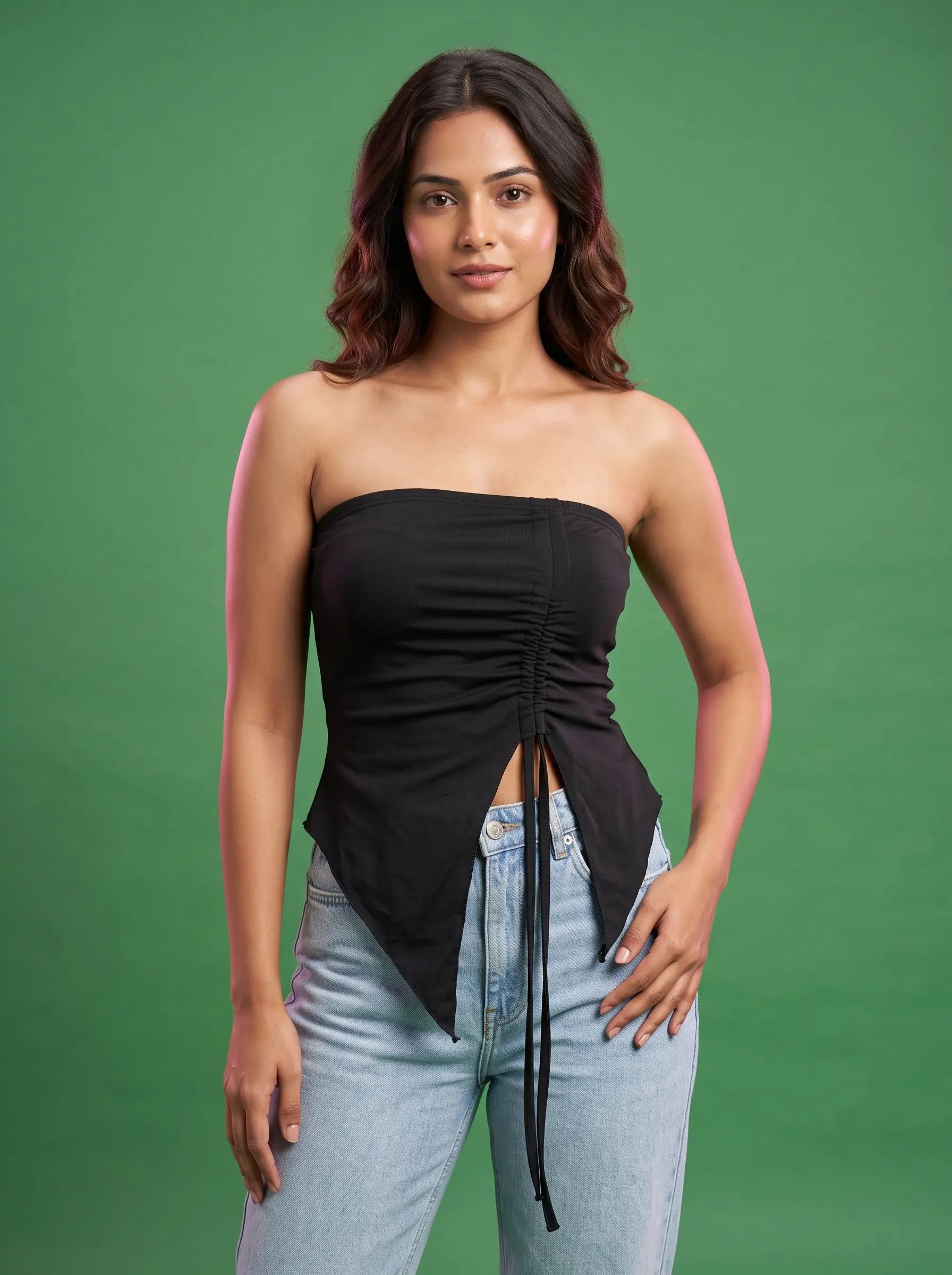Noir Ruched Tube Top
