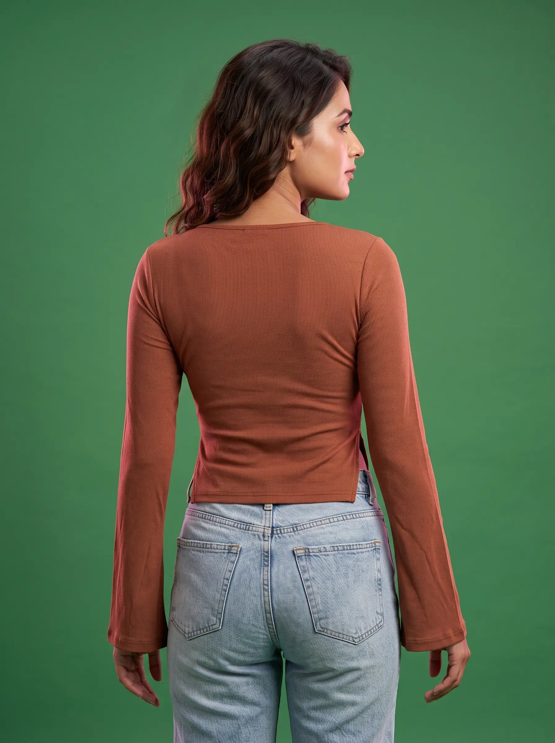 Rust Sweetheart Ribbed Top