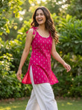 Fuchsia Pink Tie-Shoulder Kurti