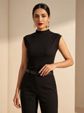 Black Sleeveless Rib Top