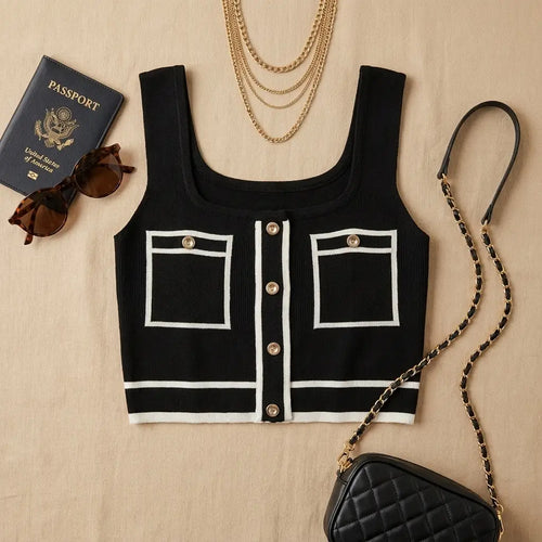 Black Cropped Tank Top