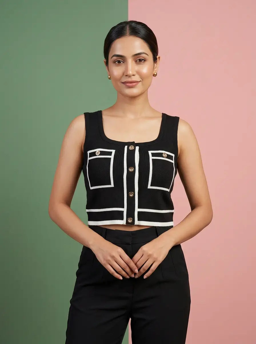 Black Cropped Tank Top